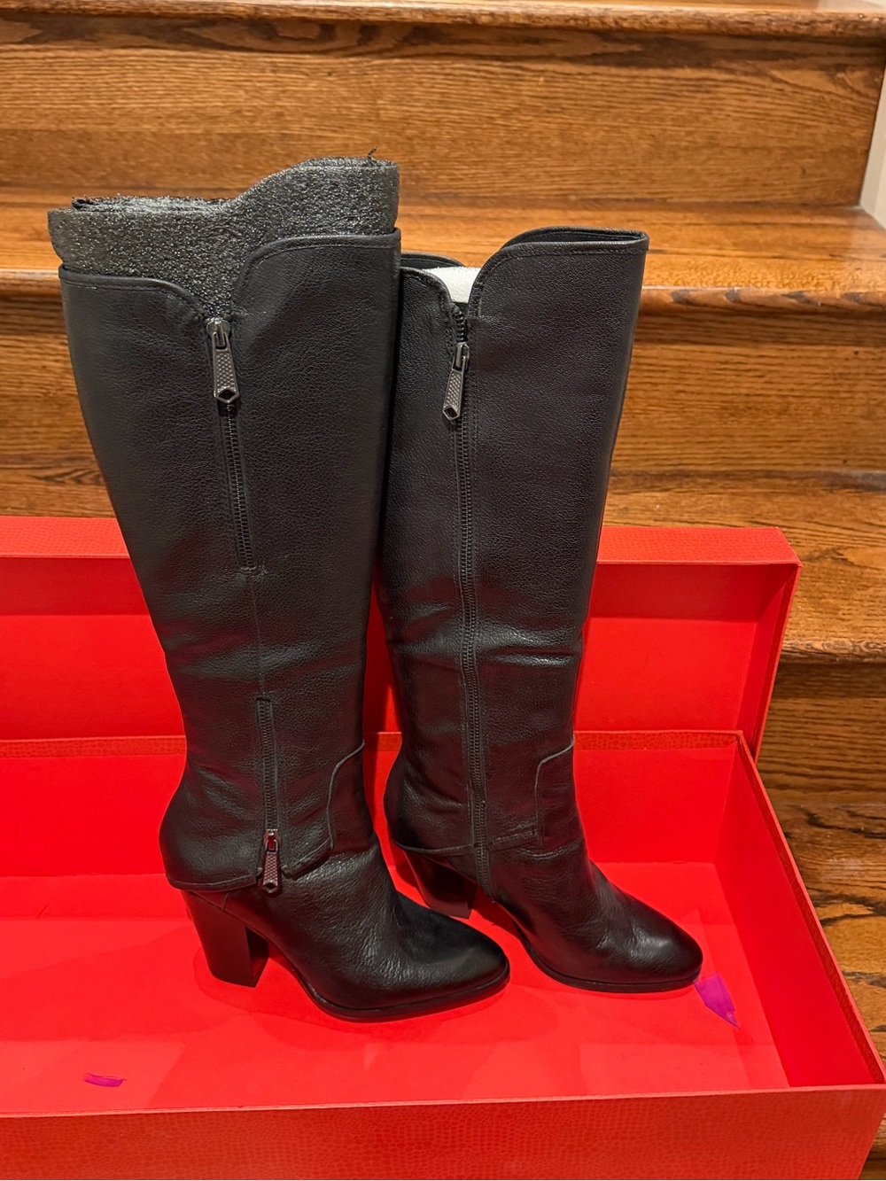 Donald J Pliner Sandora Black Leather Tall Boots – Size 6.5